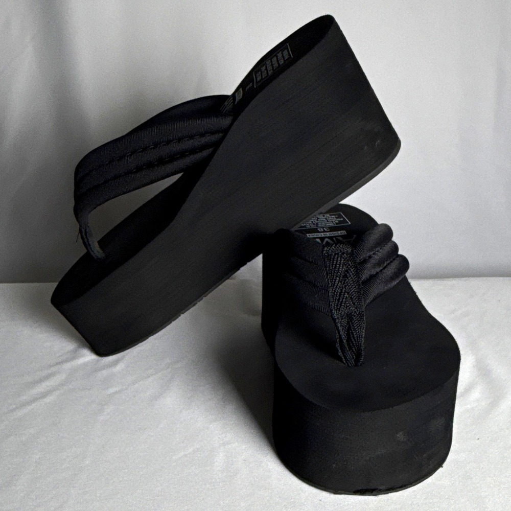 Y2K Style AMH Black Platform Thong Sandals Chunky Flip Flops 6.5